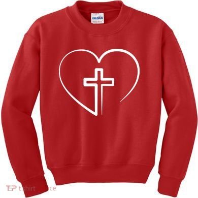Jesus Christ Cross Heart Kids Sweatshirt