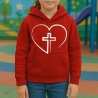 Jesus Christ Cross Heart Kids Hoodie thumb 3
