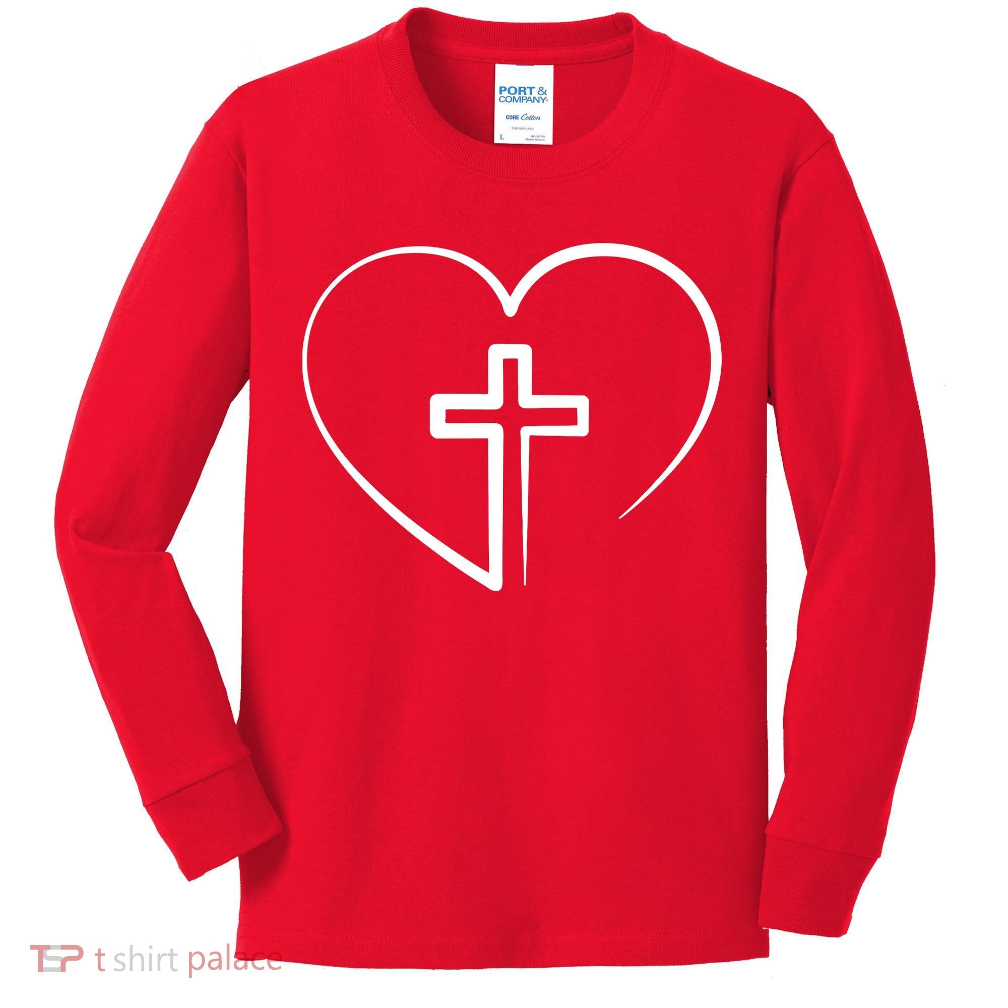 Jesus Christ Cross Heart Kids Long Sleeve Shirt