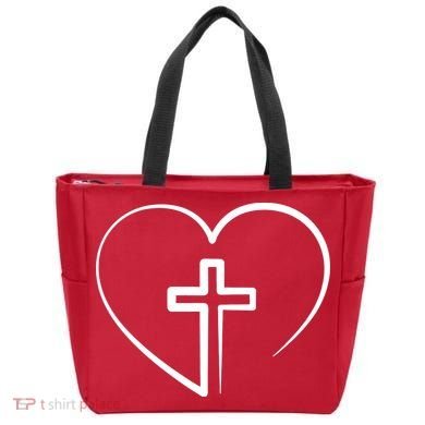Jesus Christ Cross Heart Tote Bag