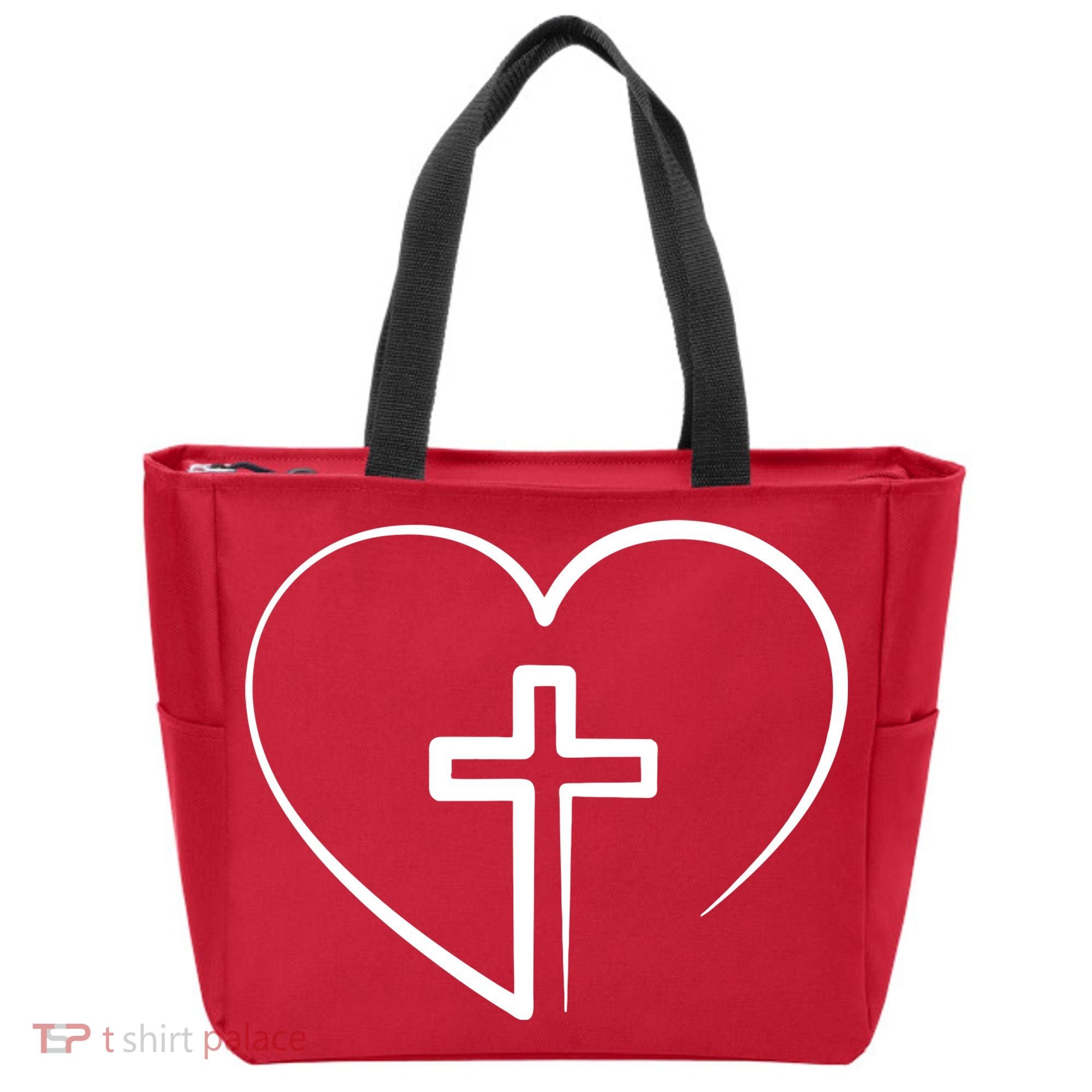 Jesus Christ Cross Heart Tote Bag