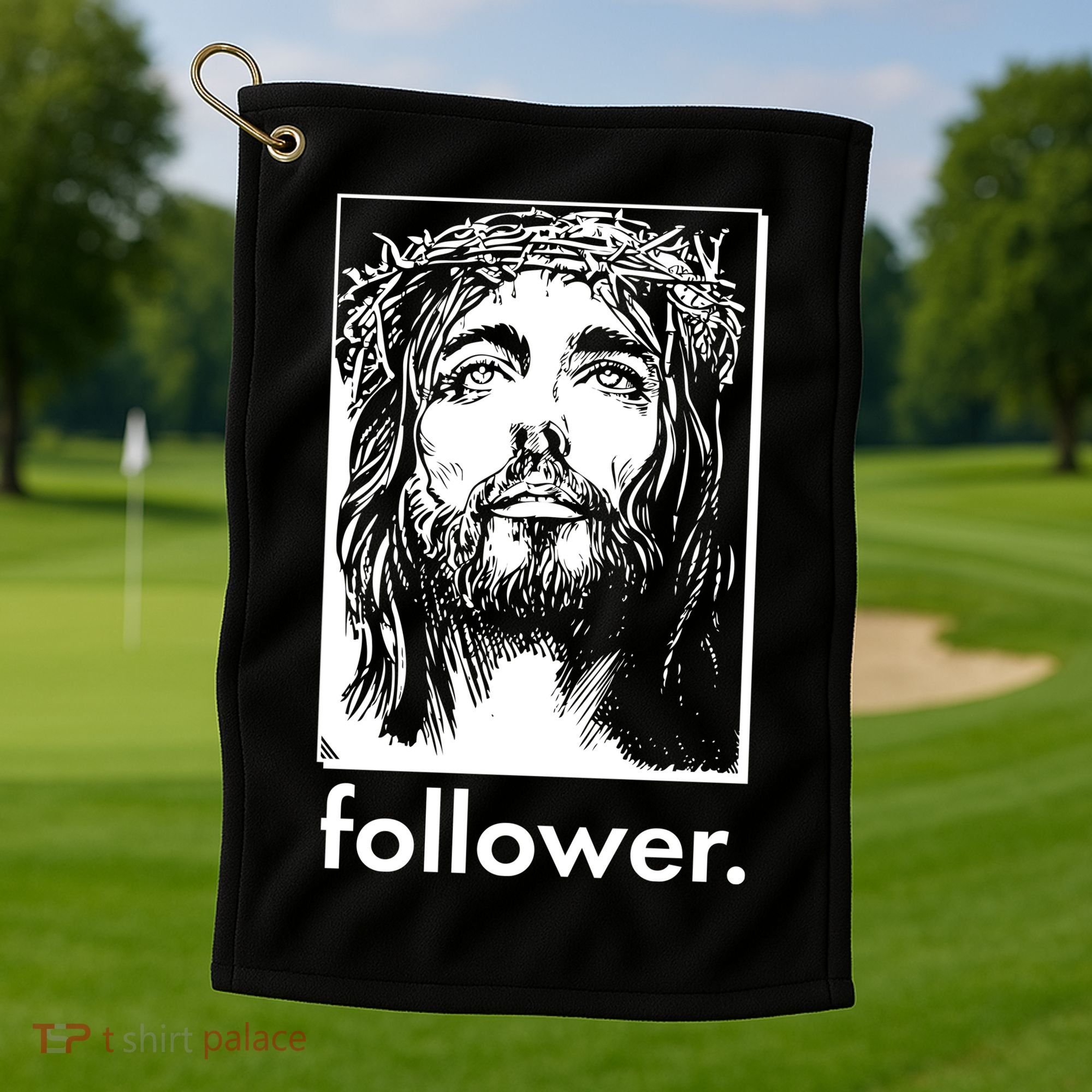 Jesus Christ Portrait Follower Golf Towel