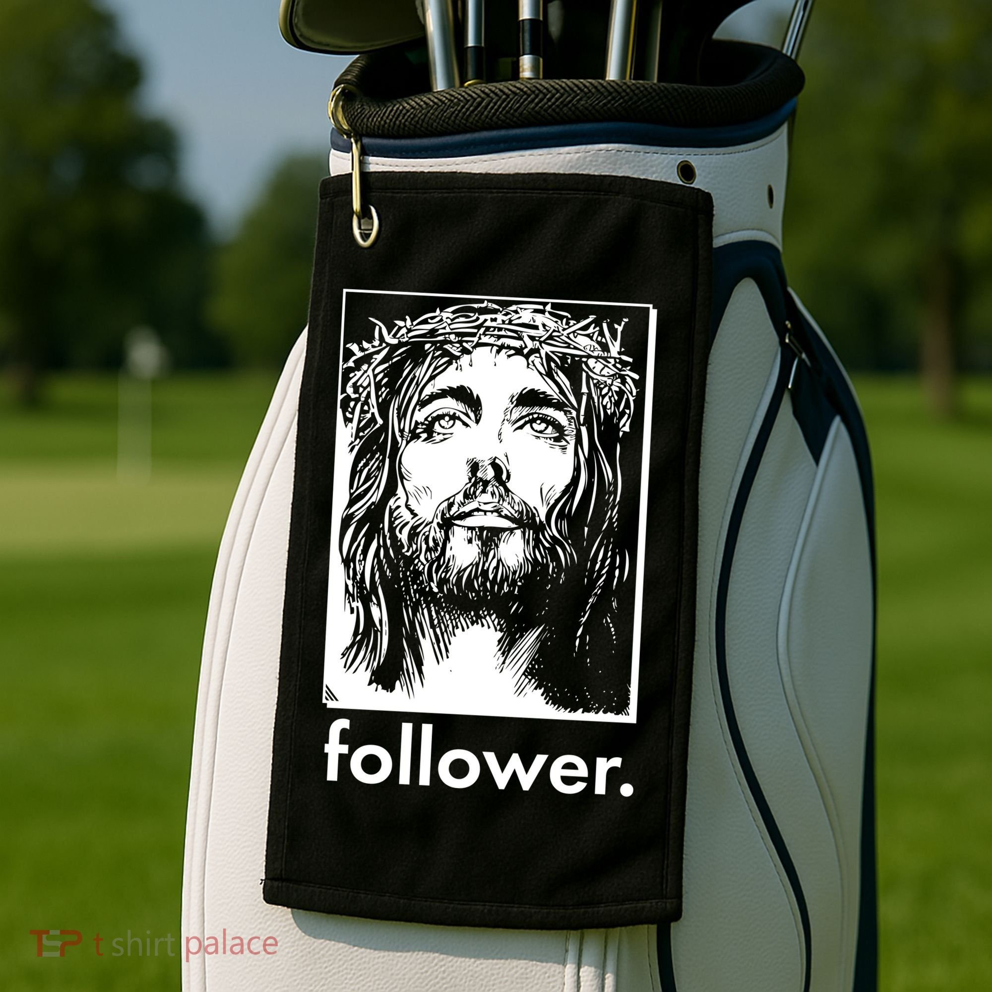 Jesus Christ Portrait Follower Golf Towel