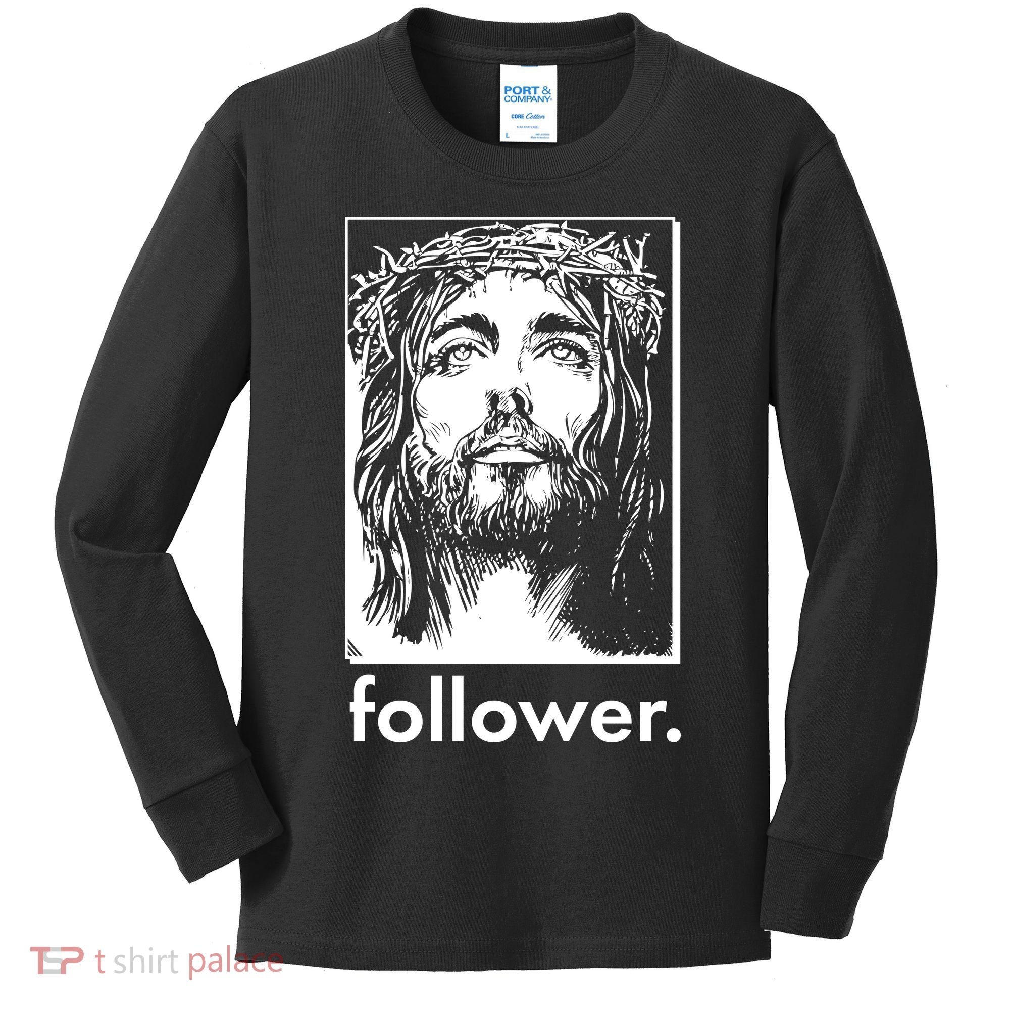 Jesus Christ Portrait Follower Kids Long Sleeve Shirt