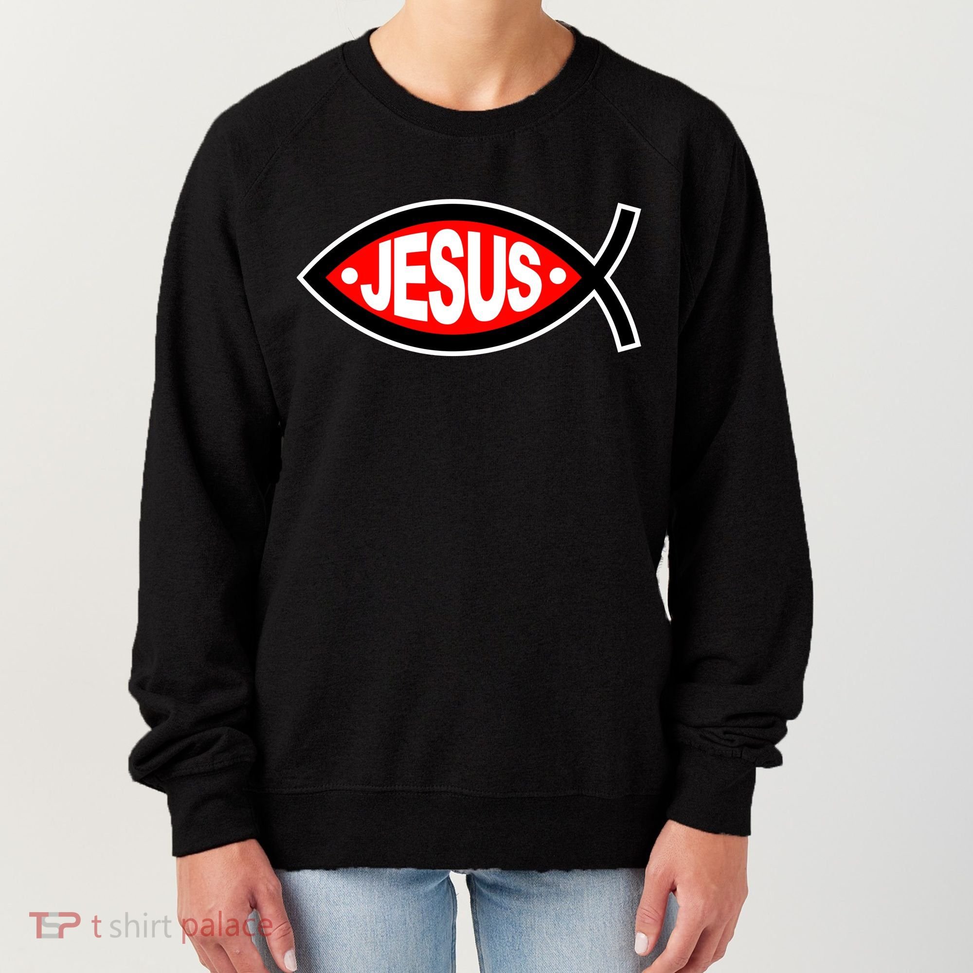 Jesus Christian Fish Symbol Women's Sweatshirt