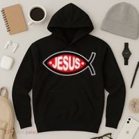 Jesus Christian Fish Symbol Hoodie thumb 3