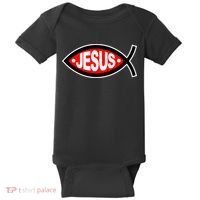 Jesus Christian Fish Symbol Baby Bodysuit thumb 0