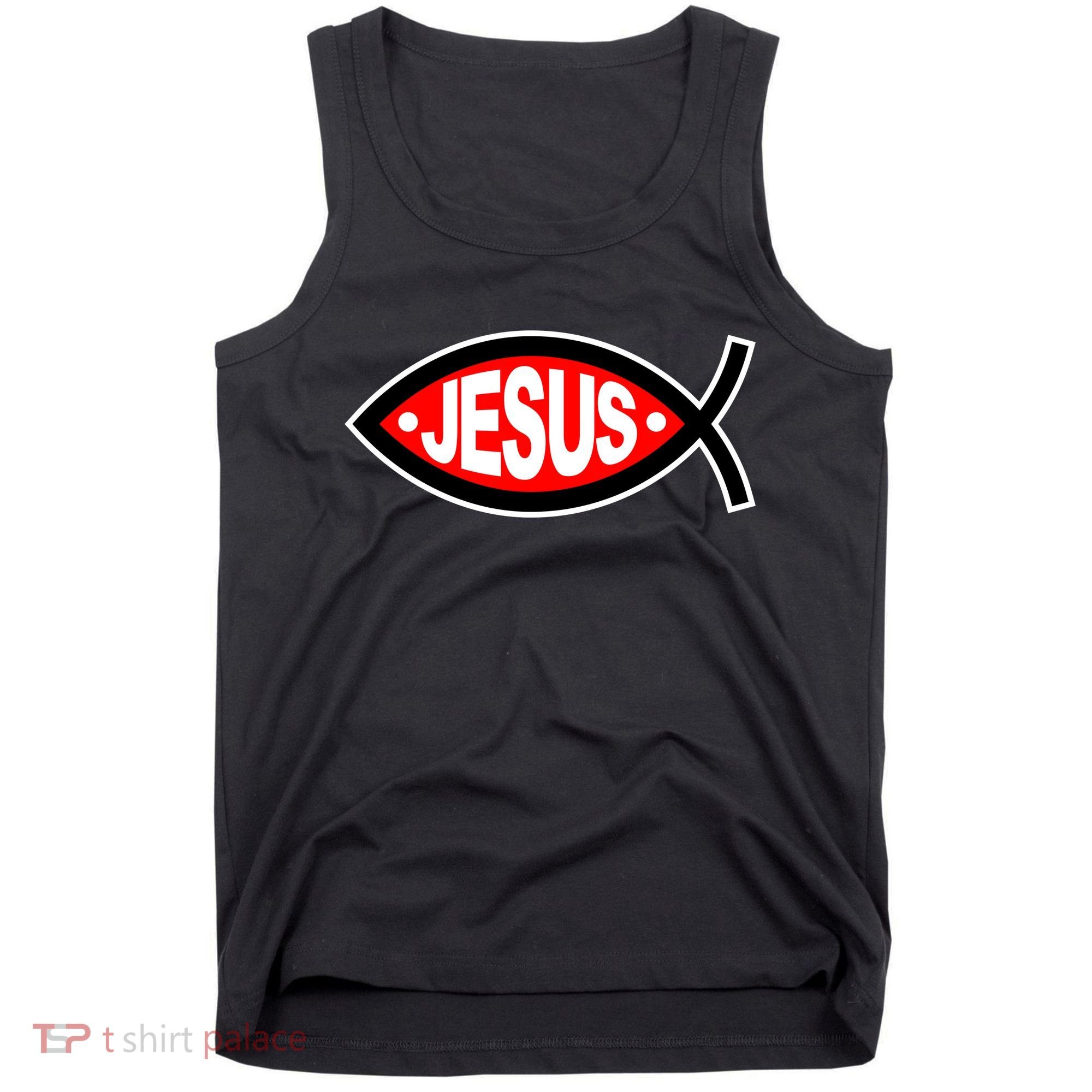 Jesus Christian Fish Symbol Tank Top