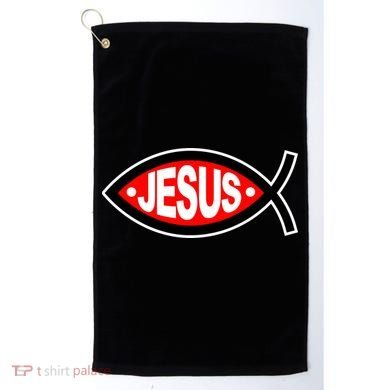 Jesus Christian Fish Symbol Golf Towel