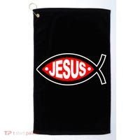 Jesus Christian Fish Symbol Golf Towel thumb 0