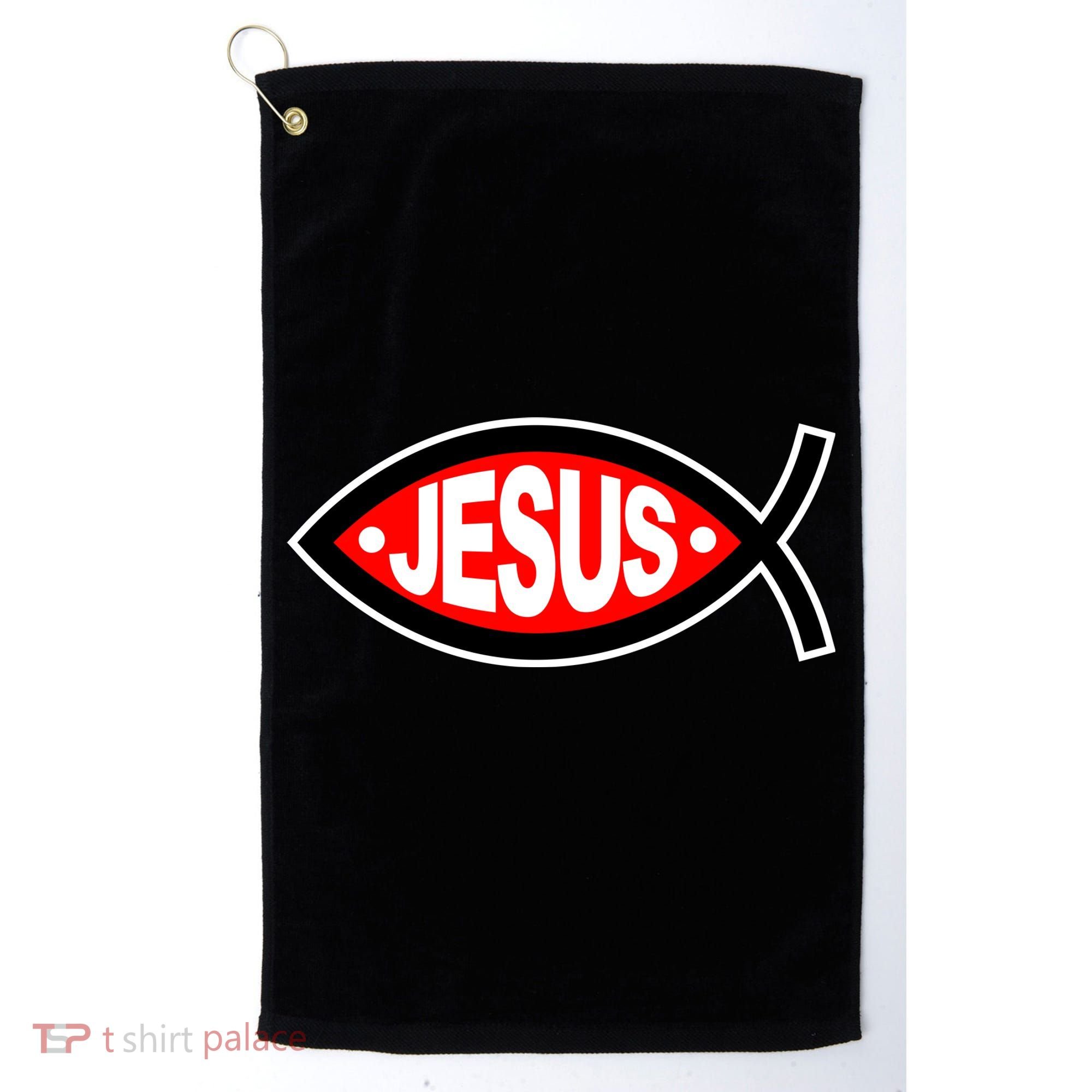Jesus Christian Fish Symbol Golf Towel