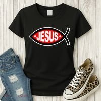 Jesus Christian Fish Symbol Women's T-Shirt thumb 3