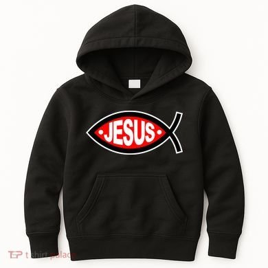 Jesus Christian Fish Symbol Kids Hoodie