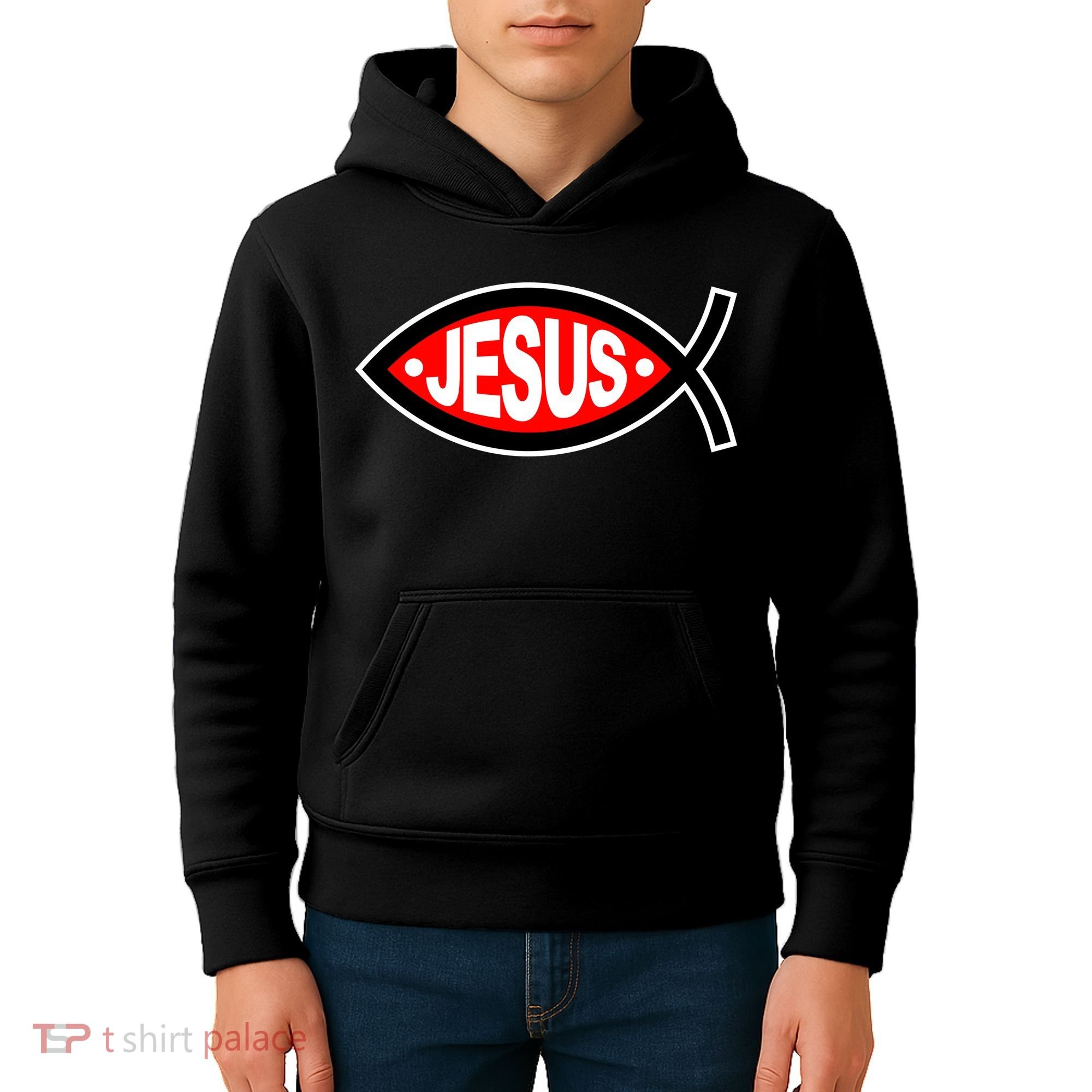 Jesus Christian Fish Symbol Kids Hoodie