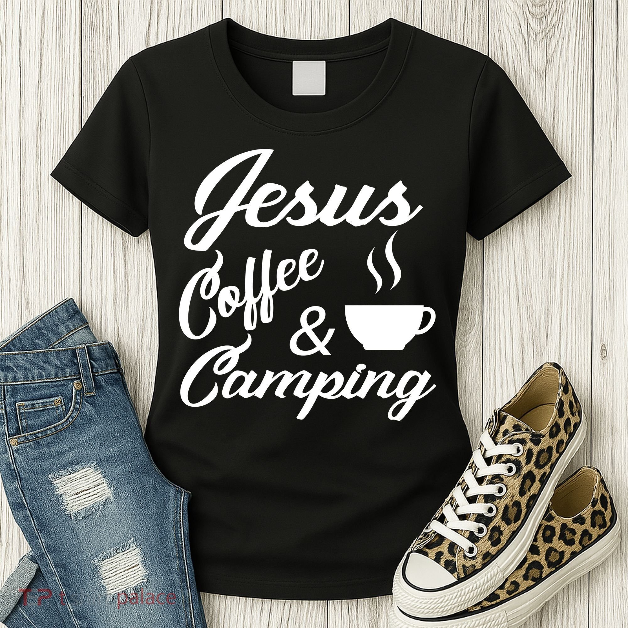 Jesus Coffee And Camping Women's T-Shirt