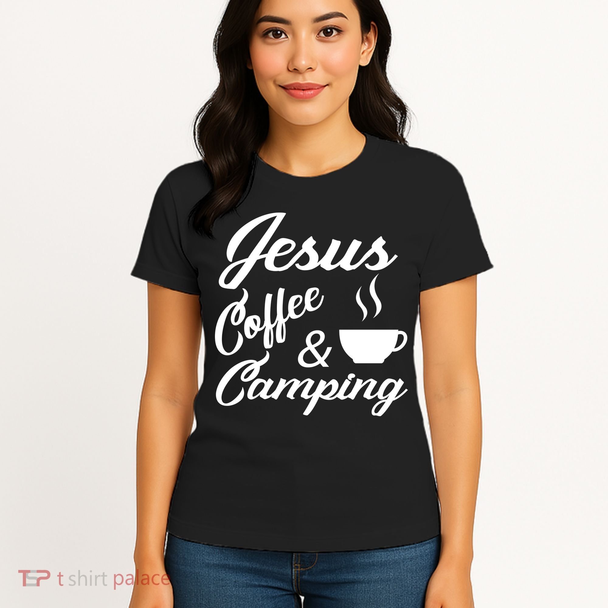 Jesus Coffee And Camping Women's T-Shirt