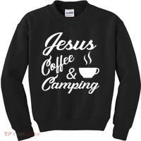 Jesus Coffee And Camping Kids Sweatshirt thumb 0