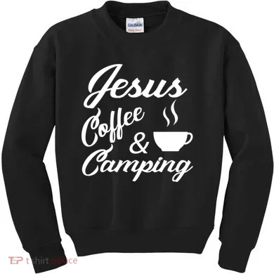 Jesus Coffee And Camping Kids Sweatshirt