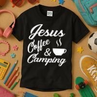 Jesus Coffee And Camping Kids T-Shirt thumb 3