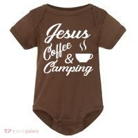 Jesus Coffee And Camping Baby Bodysuit thumb 0