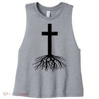 Jesus Cross Root Women's Racerback Cropped Tank thumb 0