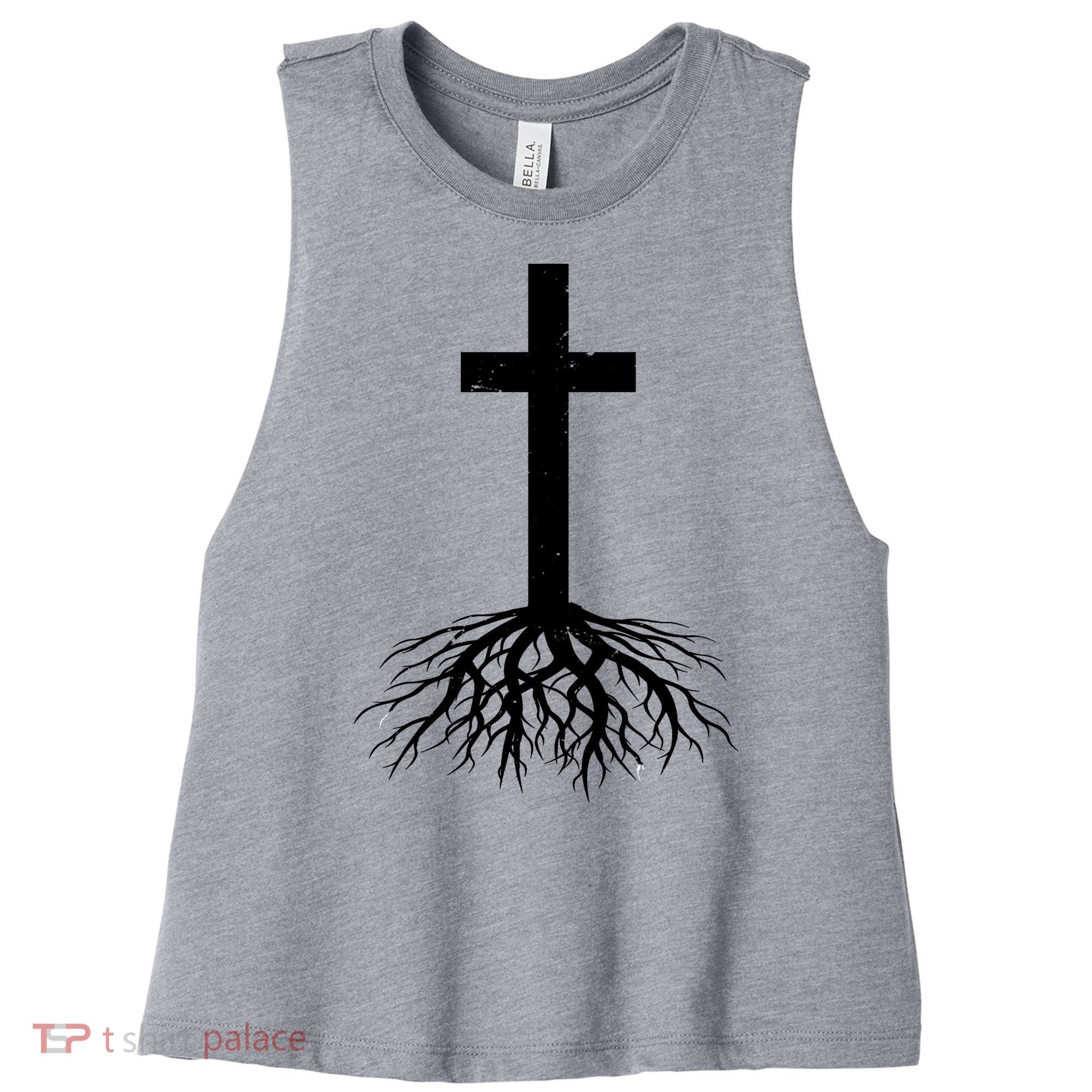 Jesus Cross Root Women's Racerback Cropped Tank