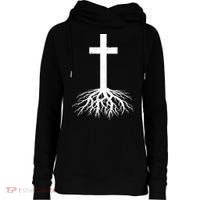 Jesus Cross Root Womens Funnel Neck Pullover Hood thumb 0