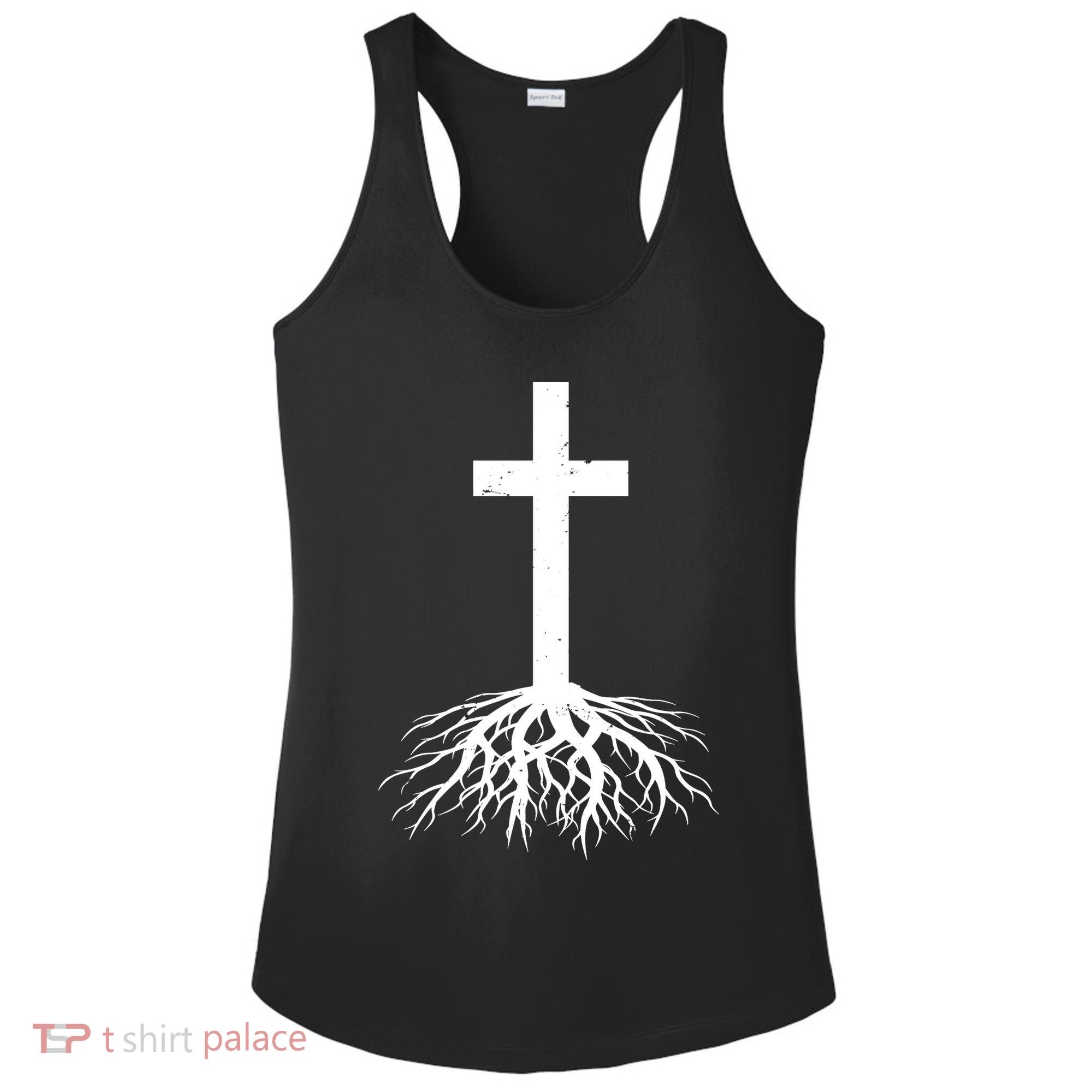 Jesus Cross Root Ladies PosiCharge Competitor Racerback Tank