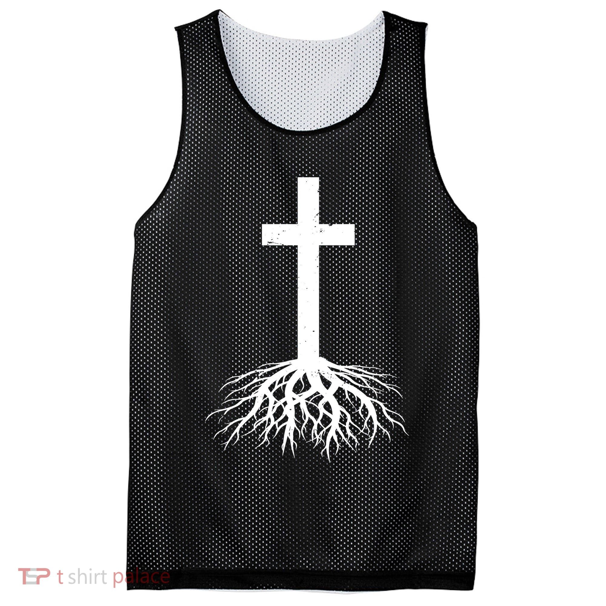 Jesus Cross Root Mesh Reversible Basketball Jersey Tank