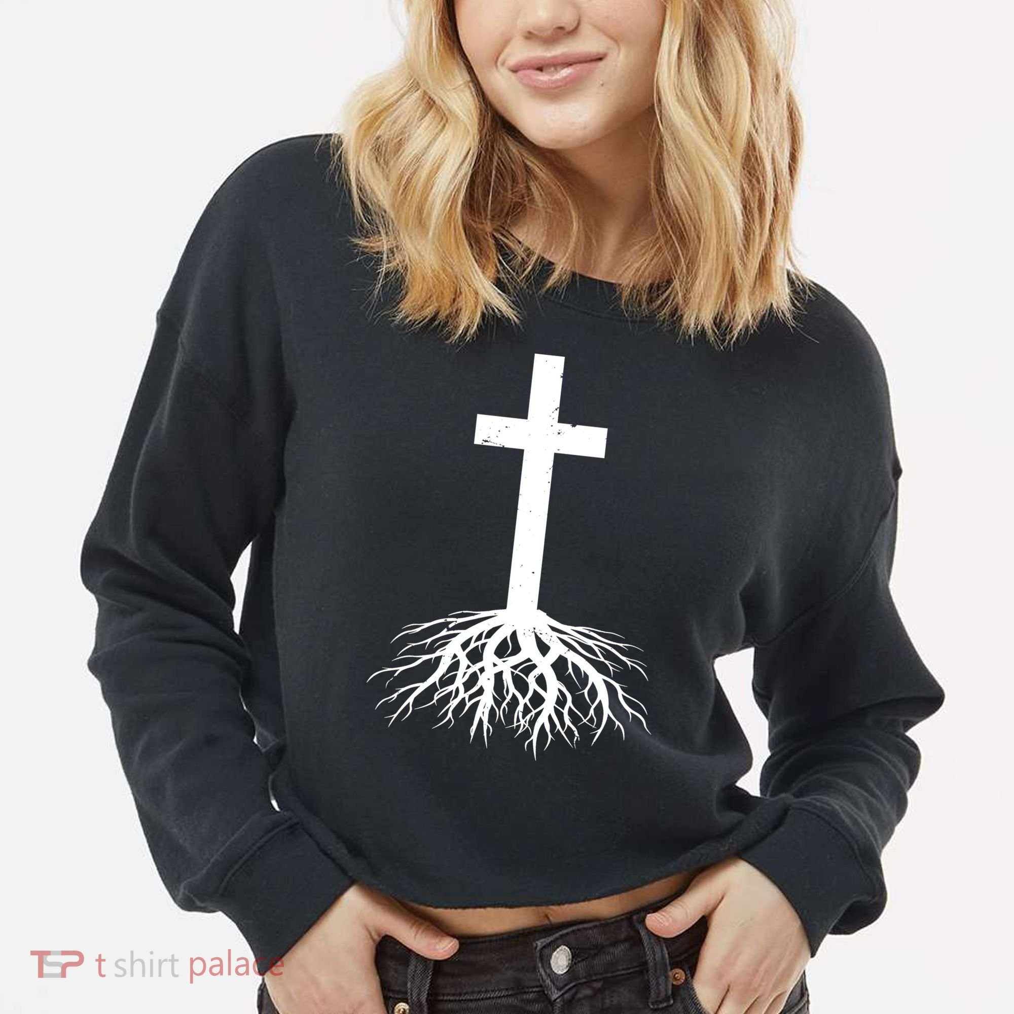 Jesus Cross Root Cropped Pullover Crew
