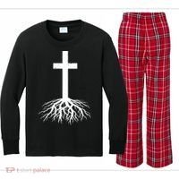 Jesus Cross Root Kids Long Sleeve Plaid Pajama Set thumb 0