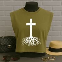Jesus Cross Root Garment-Dyed Women's Muscle Tee thumb 3