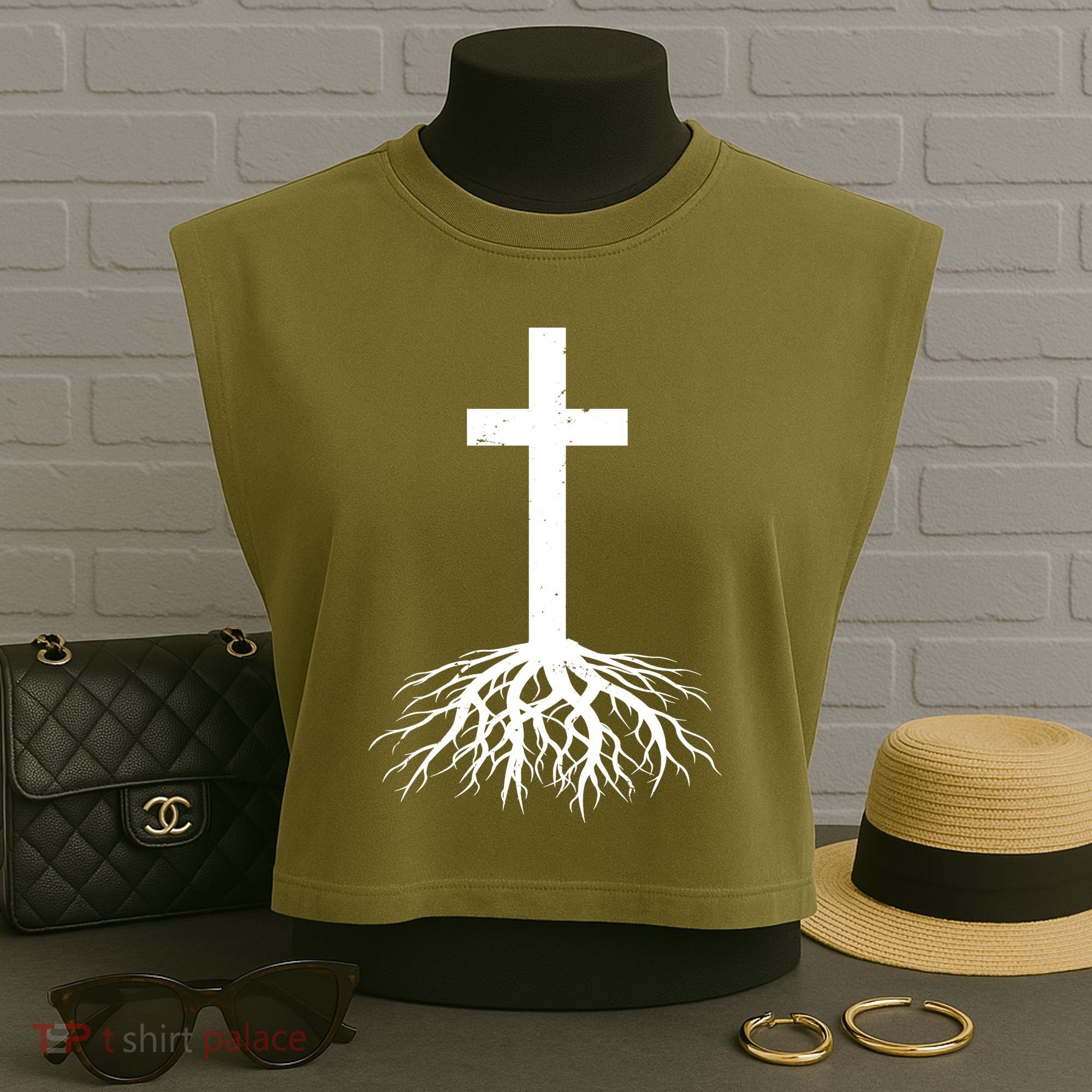 Jesus Cross Root Garment-Dyed Women's Muscle Tee