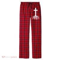 Jesus Cross Root Men's Flannel Plaid Pajama Pants thumb 0