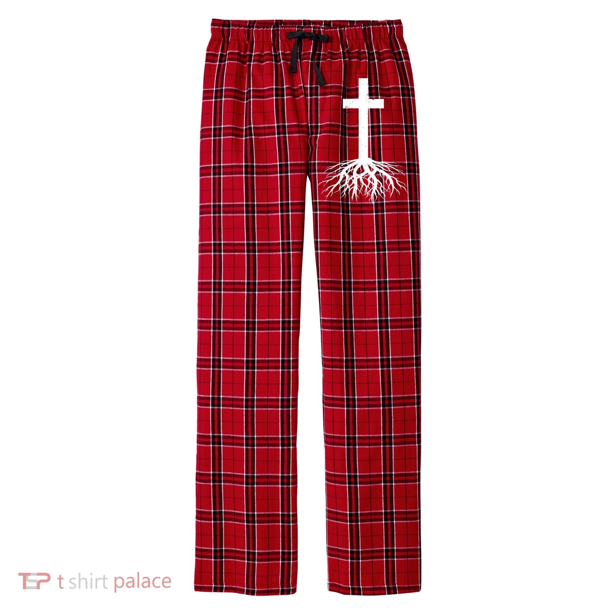 Jesus Cross Root Men's Flannel Plaid Pajama Pants