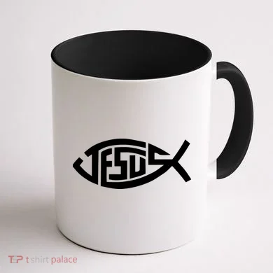 Jesus Fish Logo Coffee Mug back