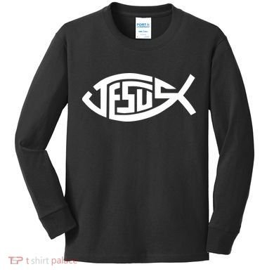 Jesus Fish Logo Kids Long Sleeve Shirt
