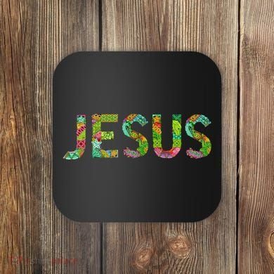 Jesus Hand Painted Word Art Coaster