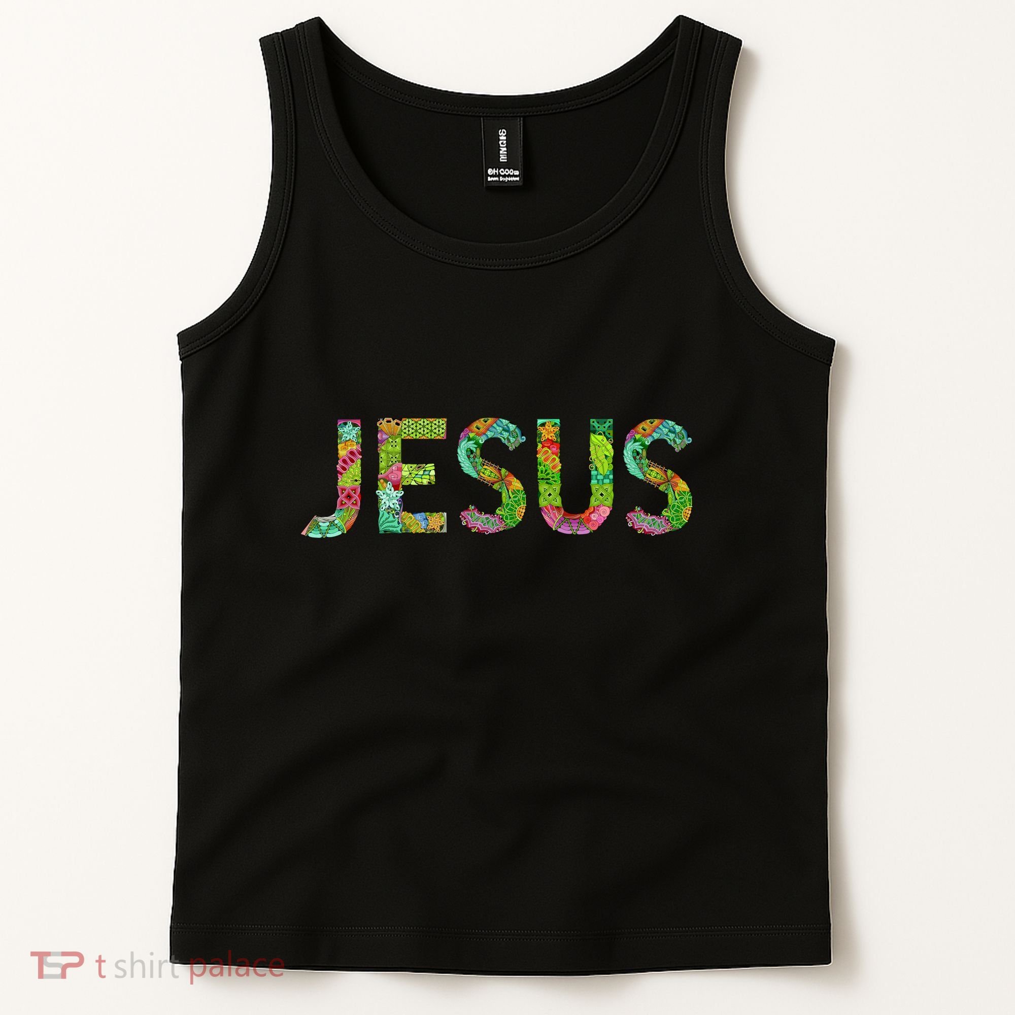 Jesus Hand Painted Word Art Tank Top
