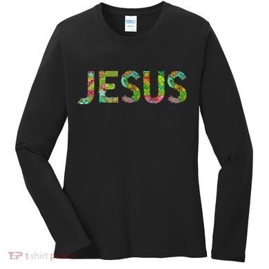 Jesus Hand Painted Word Art Women's Long Sleeve Shirt