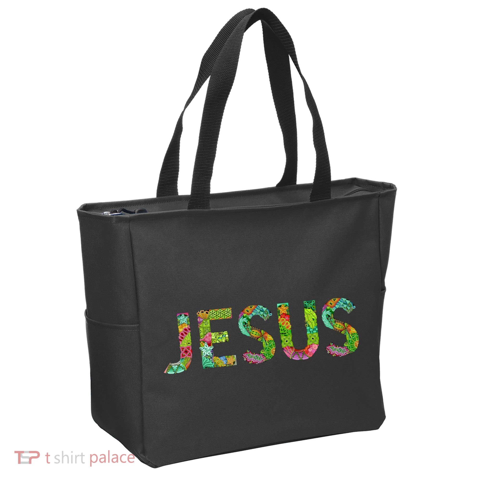 Jesus Hand Painted Word Art Tote Bag