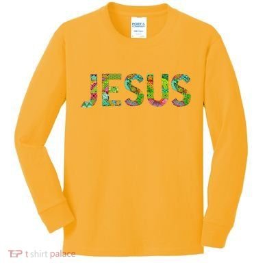 Jesus Hand Painted Word Art Kids Long Sleeve Shirt