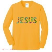 Jesus Hand Painted Word Art Kids Long Sleeve Shirt thumb 0