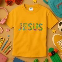 Jesus Hand Painted Word Art Kids T-Shirt thumb 3