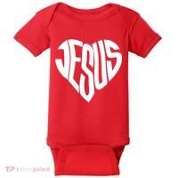 Jesus Heart Baby Bodysuit thumb 0