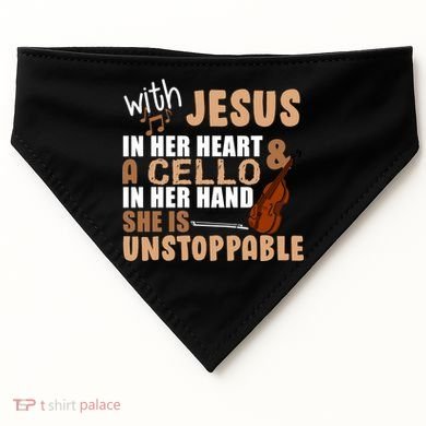 Jesus In Her Heart Cello In Her Hand USA-Made Doggie Bandana