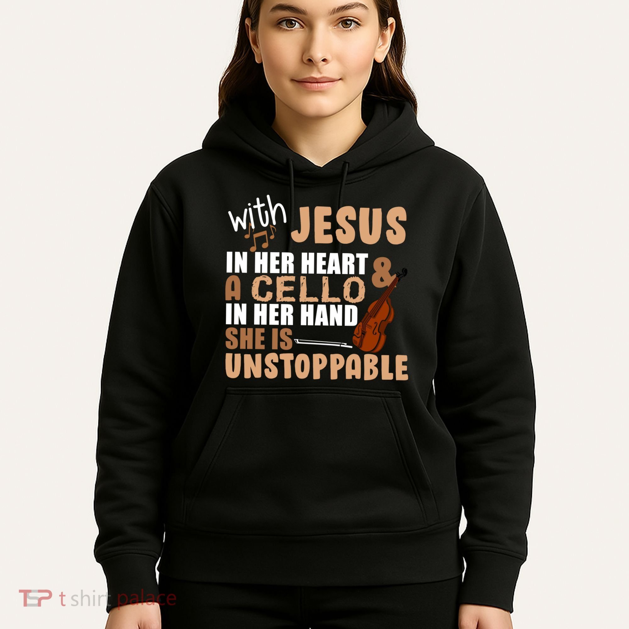 Jesus In Her Heart Cello In Her Hand Hoodie