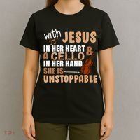 Jesus In Her Heart Cello In Her Hand T-Shirt thumb 4