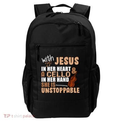 Jesus In Her Heart Cello In Her Hand Backpack