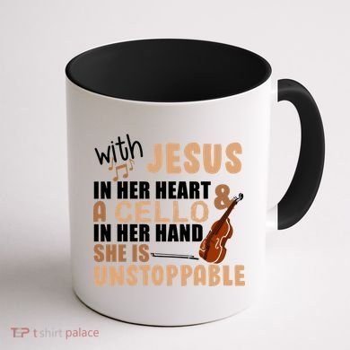 Jesus In Her Heart Cello In Her Hand Coffee Mug back